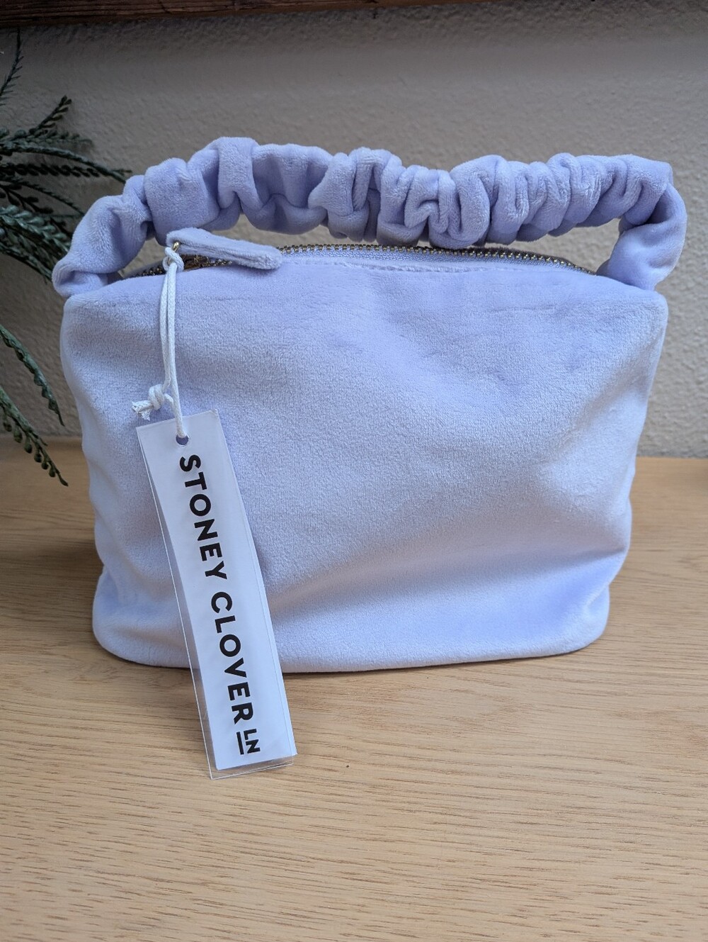 NWT Stoney Clover Lane Velvet Scrunch Handle Bag Purse in Galaxy Lavender